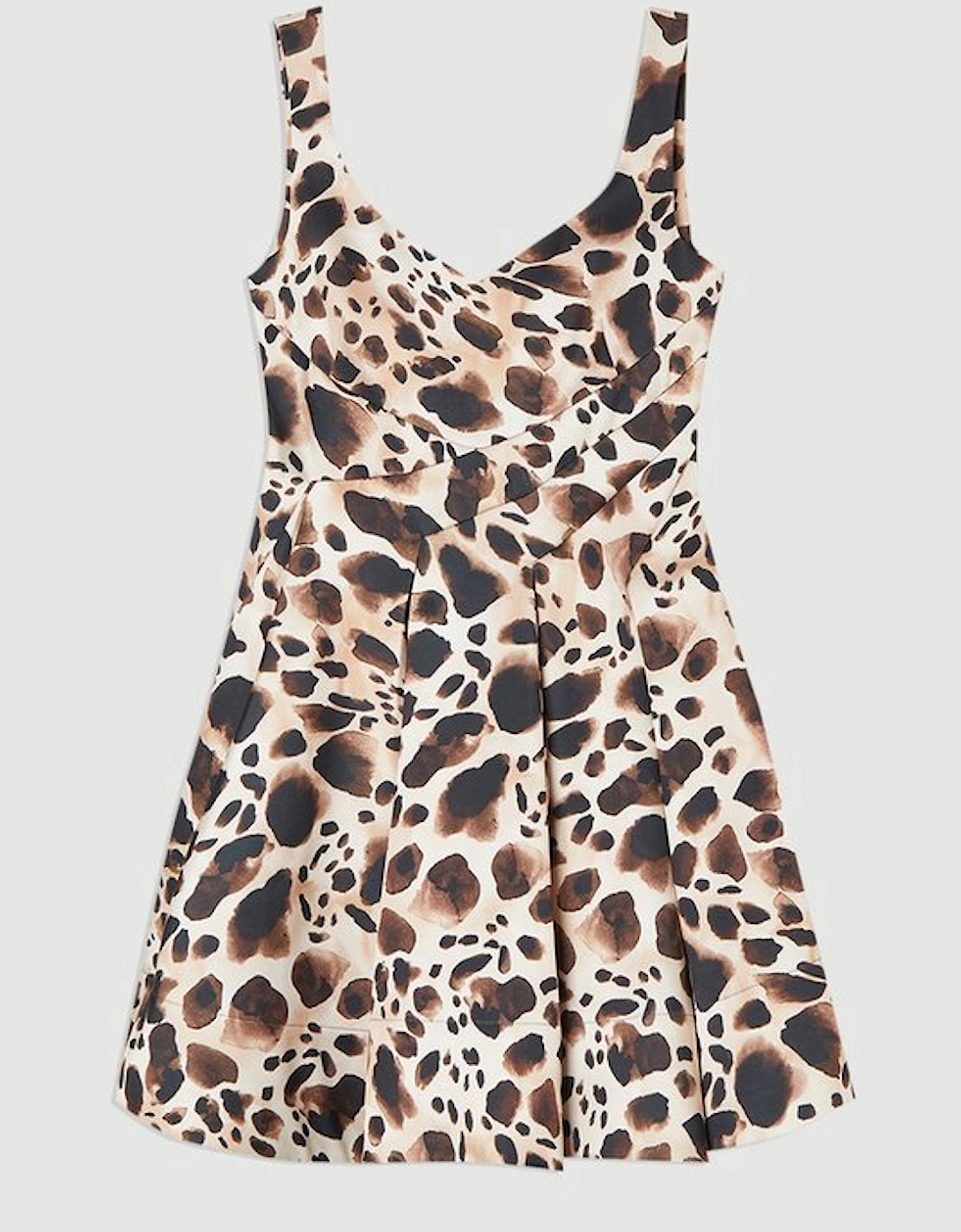 Structured Viscose Satin Animal Print Tailored Prom Mini Dress