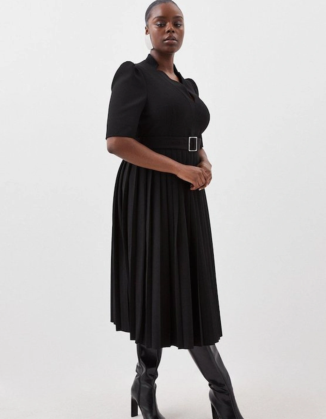 Plus Size Structured Crepe Forever Pleat Dress
