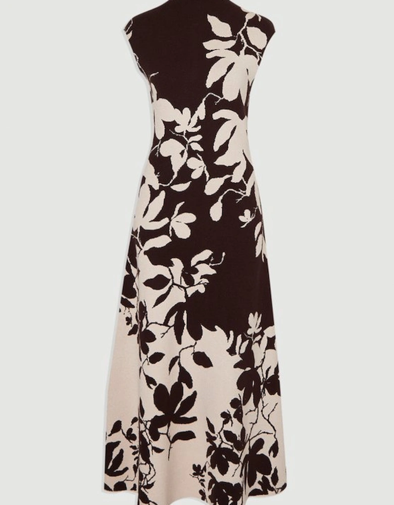 Jacquard Floral Knitted Maxi Dress
