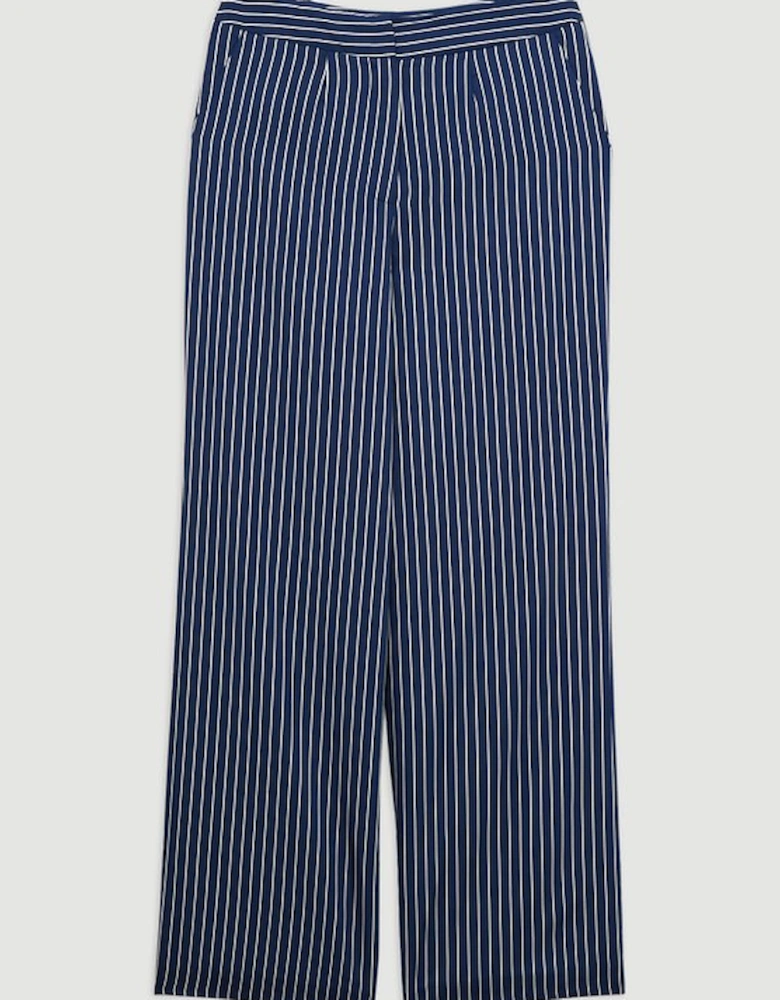 Striped Cotton Wide Leg Woven Trouser