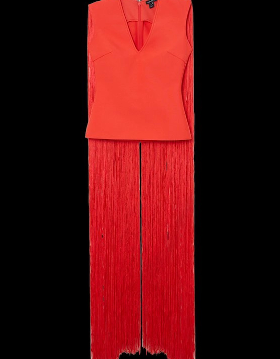Figure Form Bandage Knit Long Tassel Cape Top