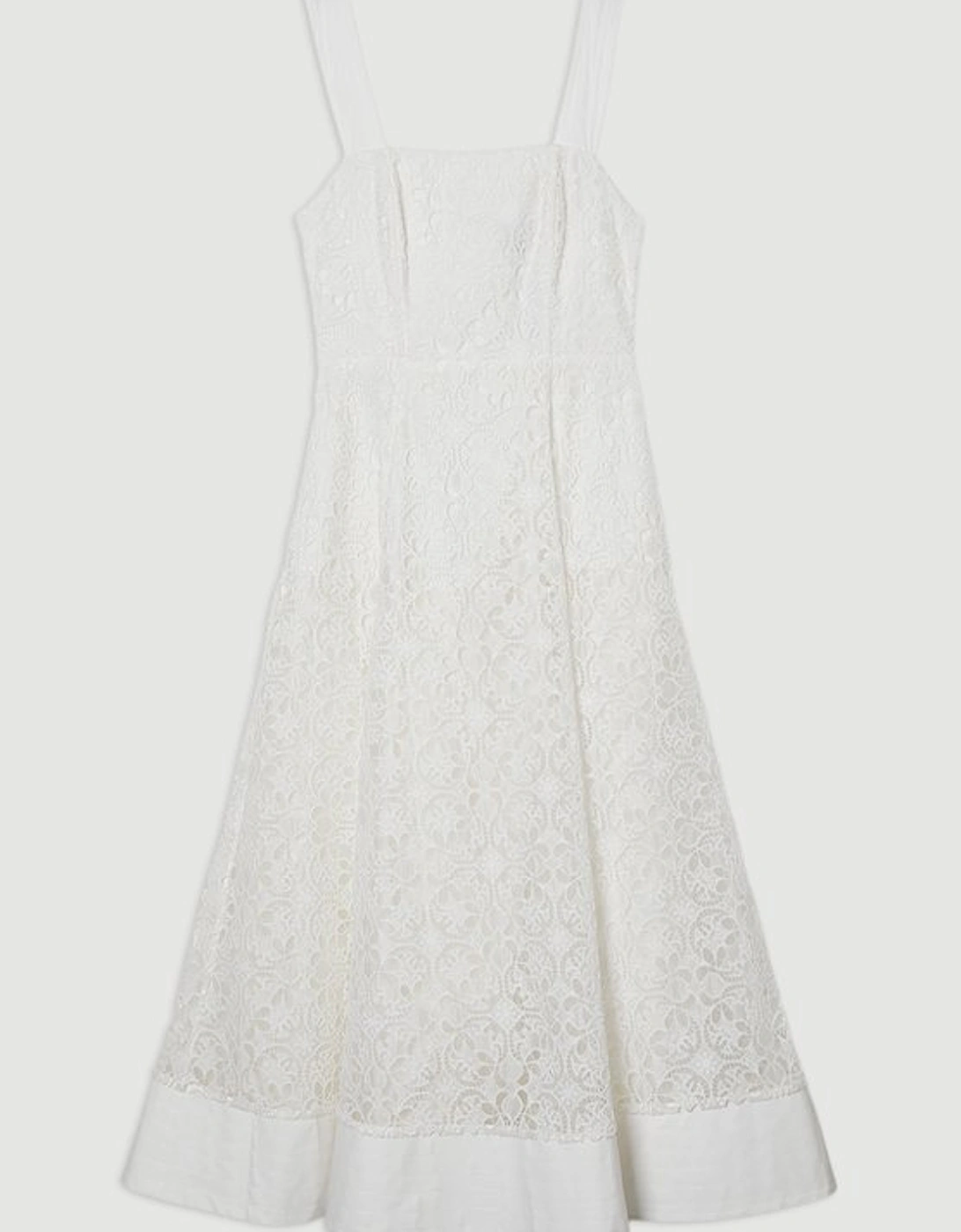 Cutwork Embroidery Woven Midi Prom Dress