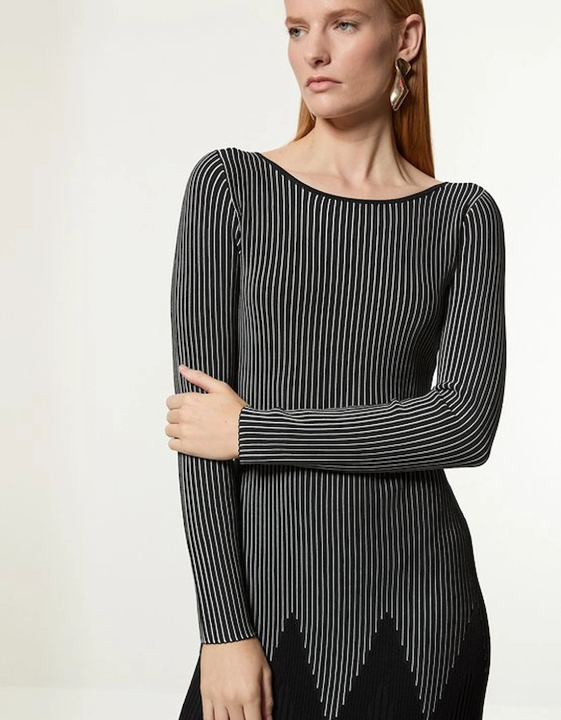 Zig Zag Detail Knitted Maxi Dress