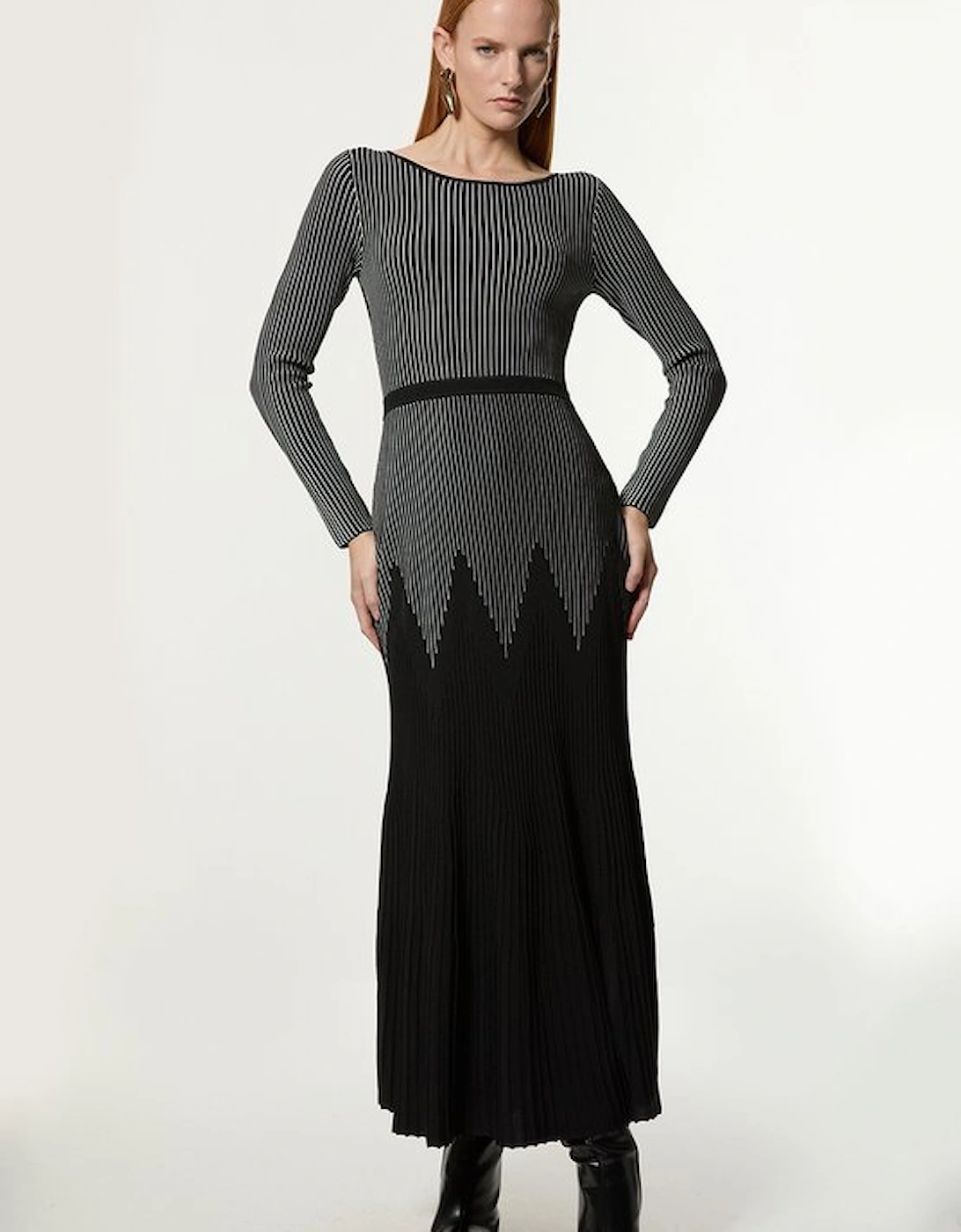Zig Zag Detail Knitted Maxi Dress, 5 of 4