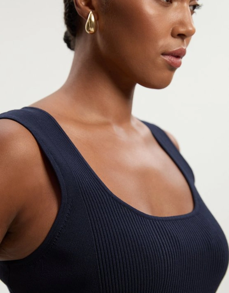 Plus Size Viscose Blend Rib Knit Square Neck Vest