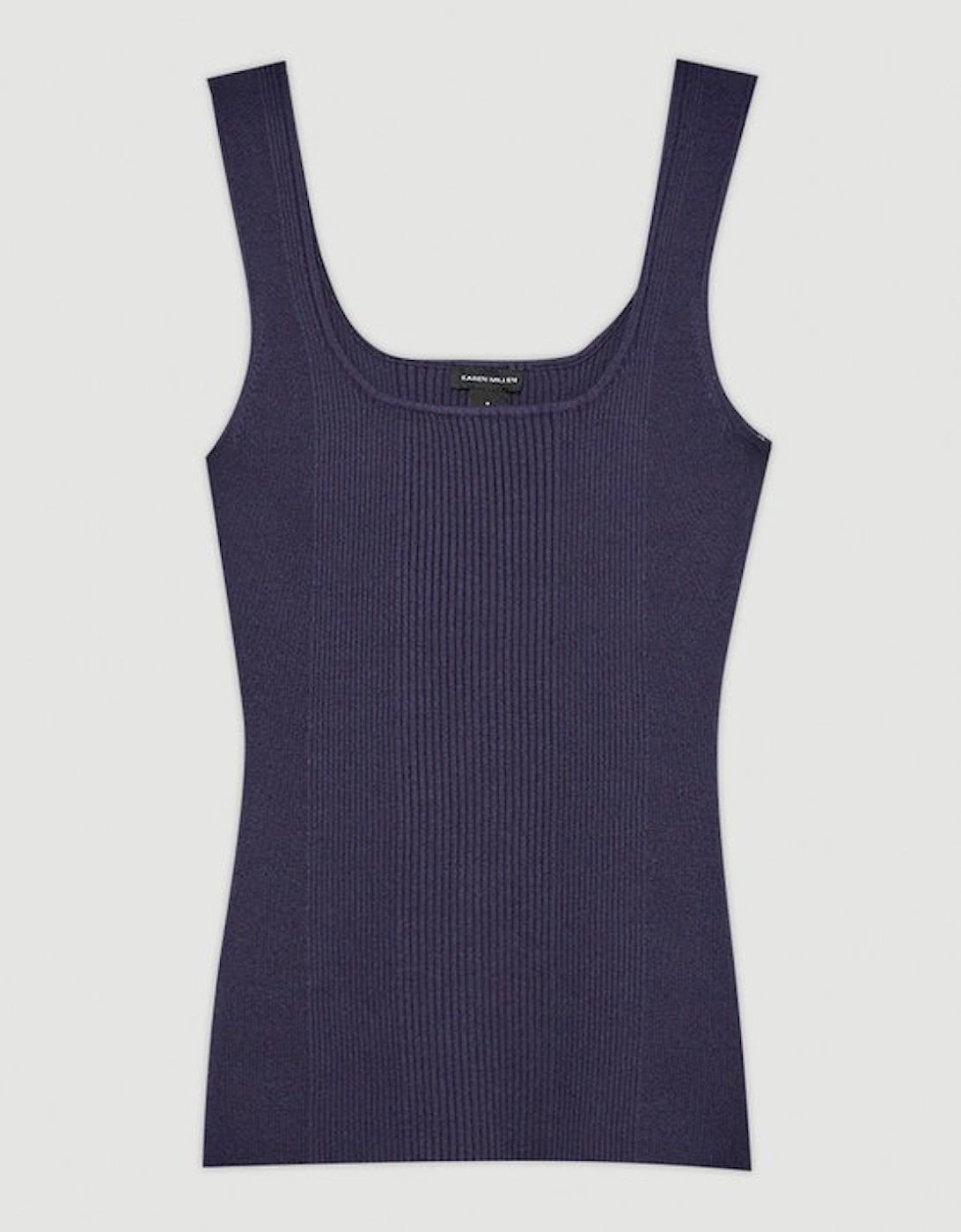 Plus Size Viscose Blend Rib Knit Square Neck Vest