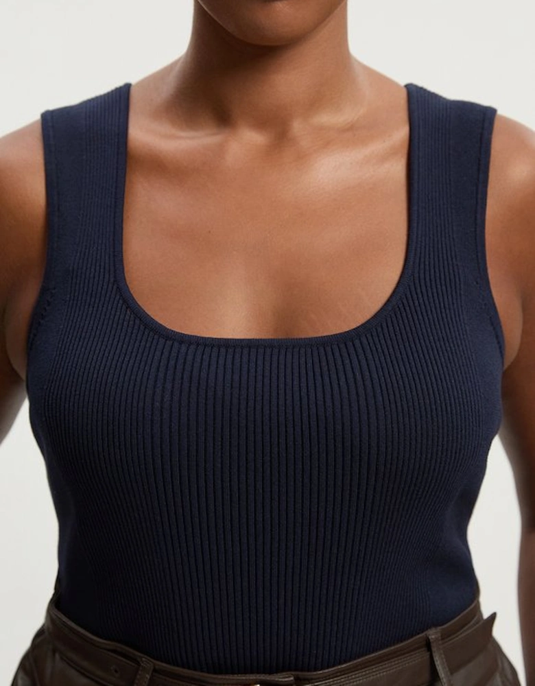 Plus Size Viscose Blend Rib Knit Square Neck Vest