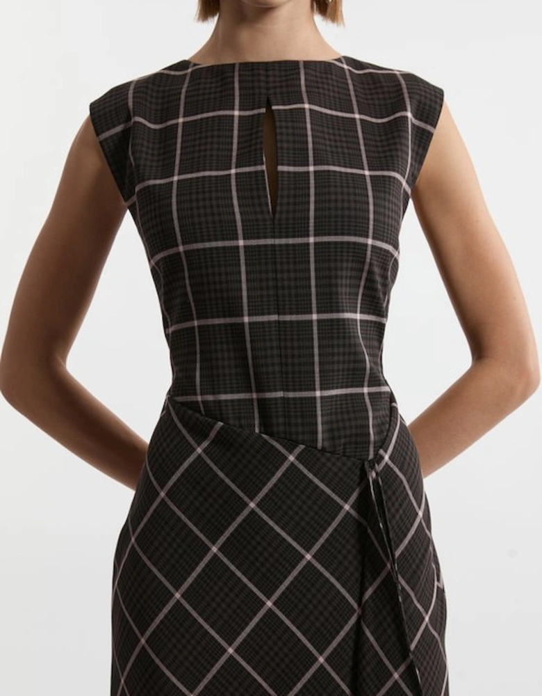 Check Ruffle Tailored Midaxi Dress