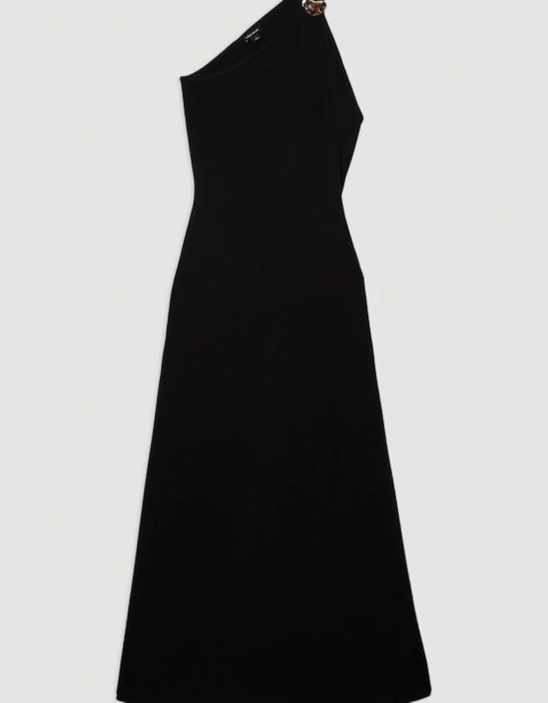 Slinky Backless Knitted Dress With Hardware Detail