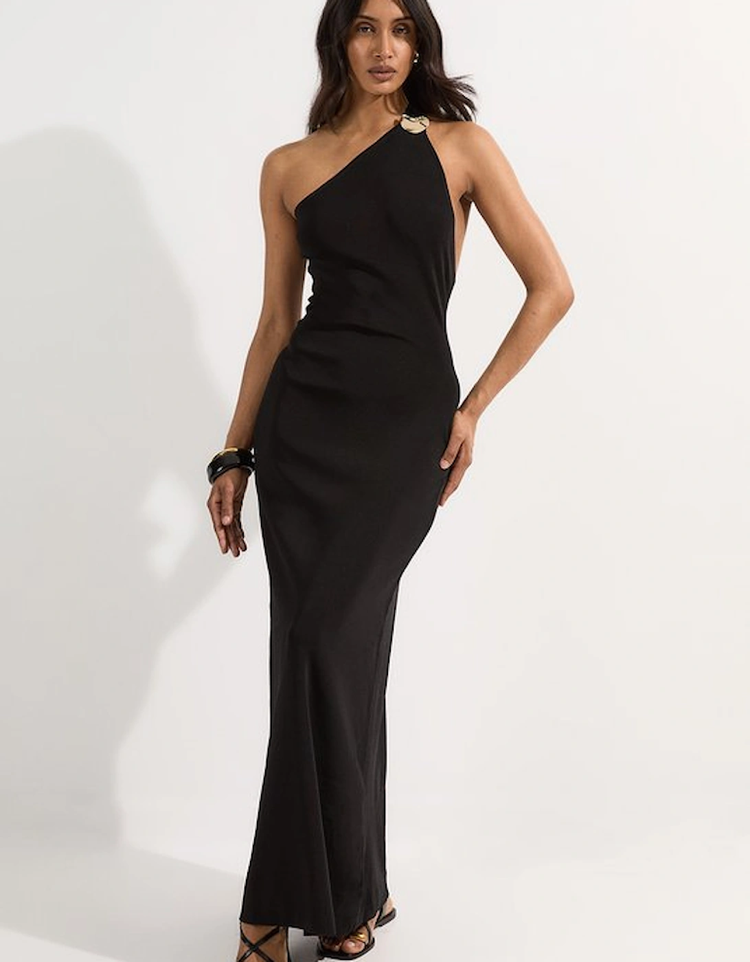 Slinky Backless Knitted Dress With Hardware Detail, 5 of 4