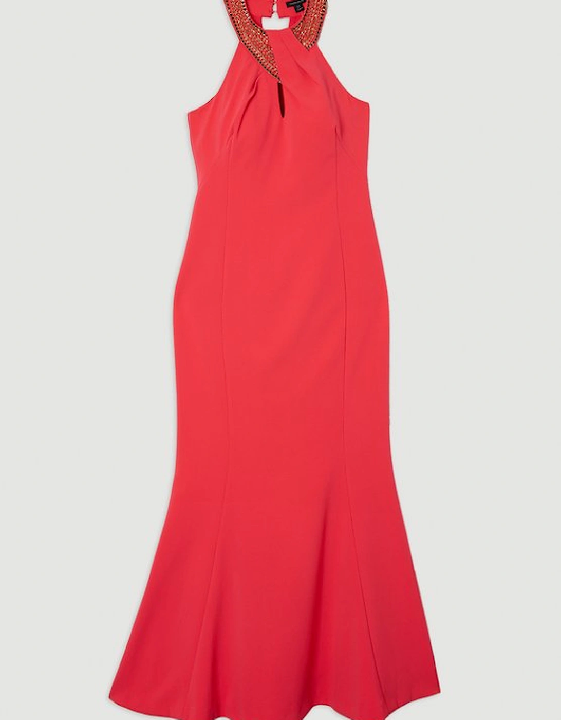 Enamel Chain Detail Halter Maxi Dress
