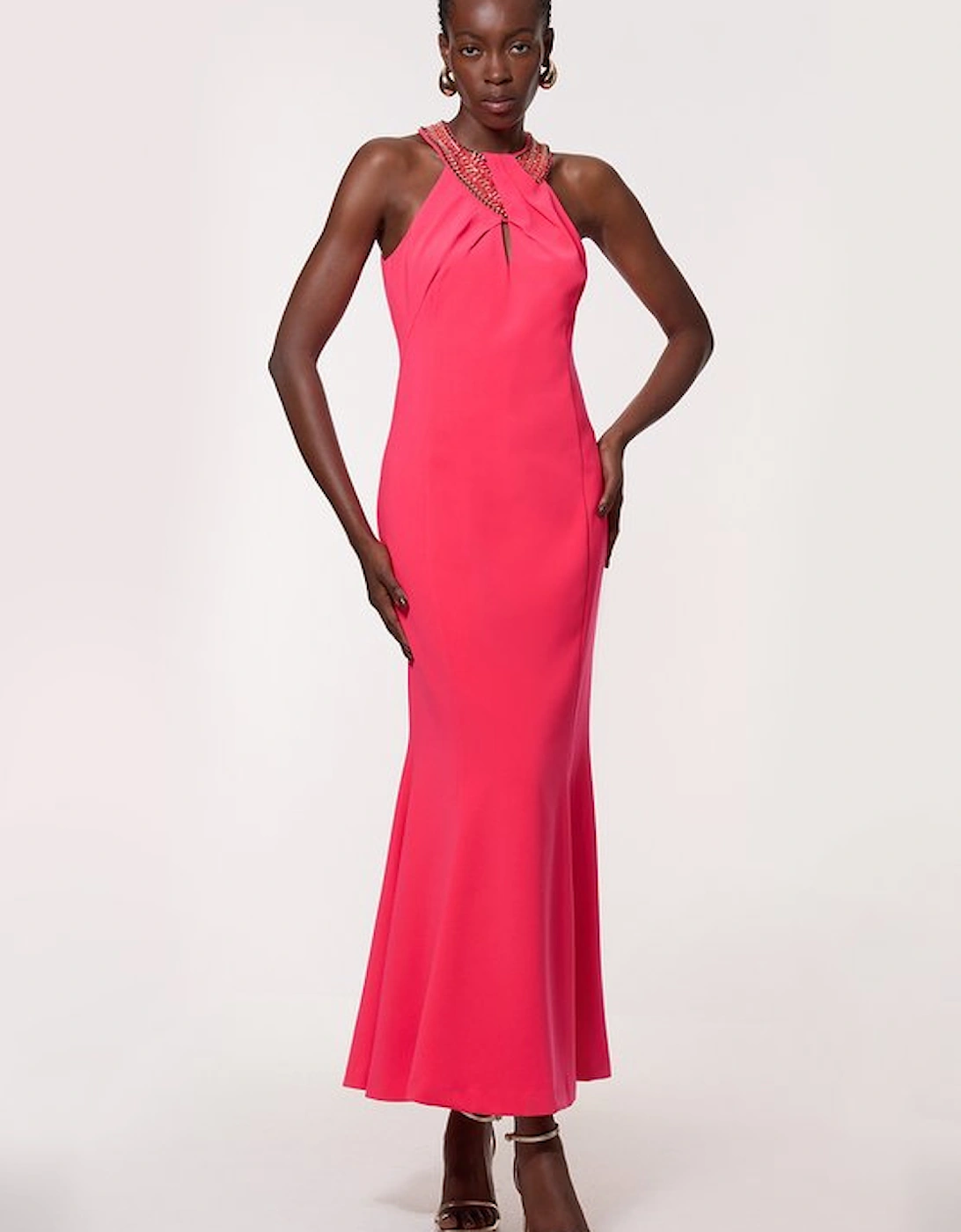 Enamel Chain Detail Halter Maxi Dress, 5 of 4