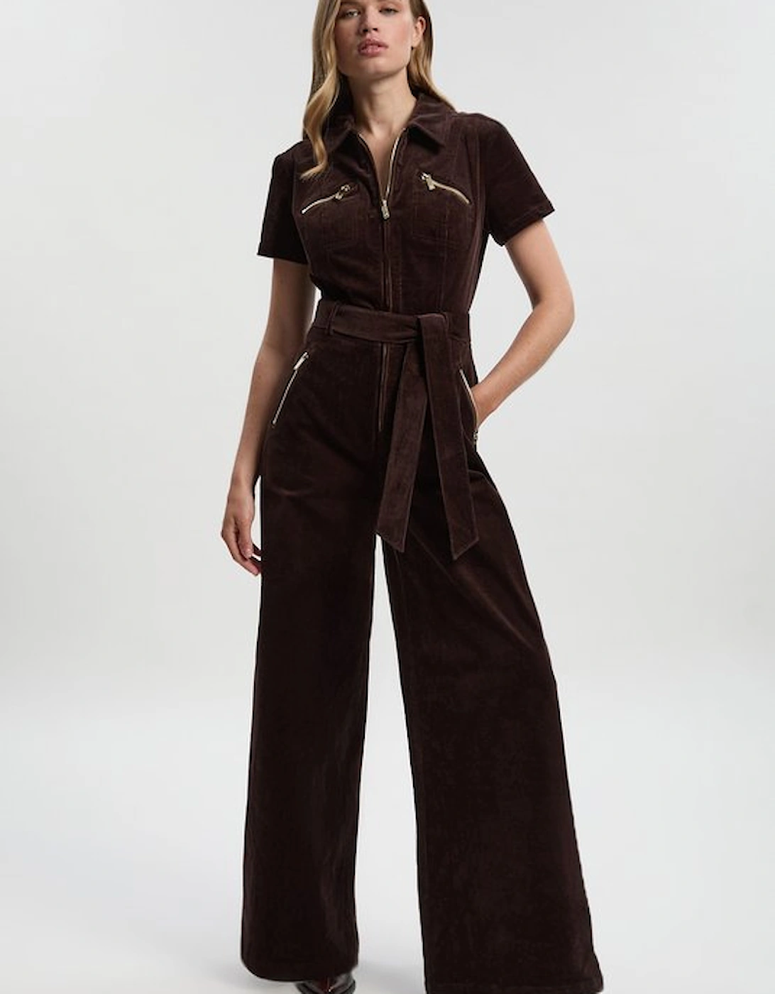 Petite Stretch Cord Wide Leg Jumpsuit, 2 of 1