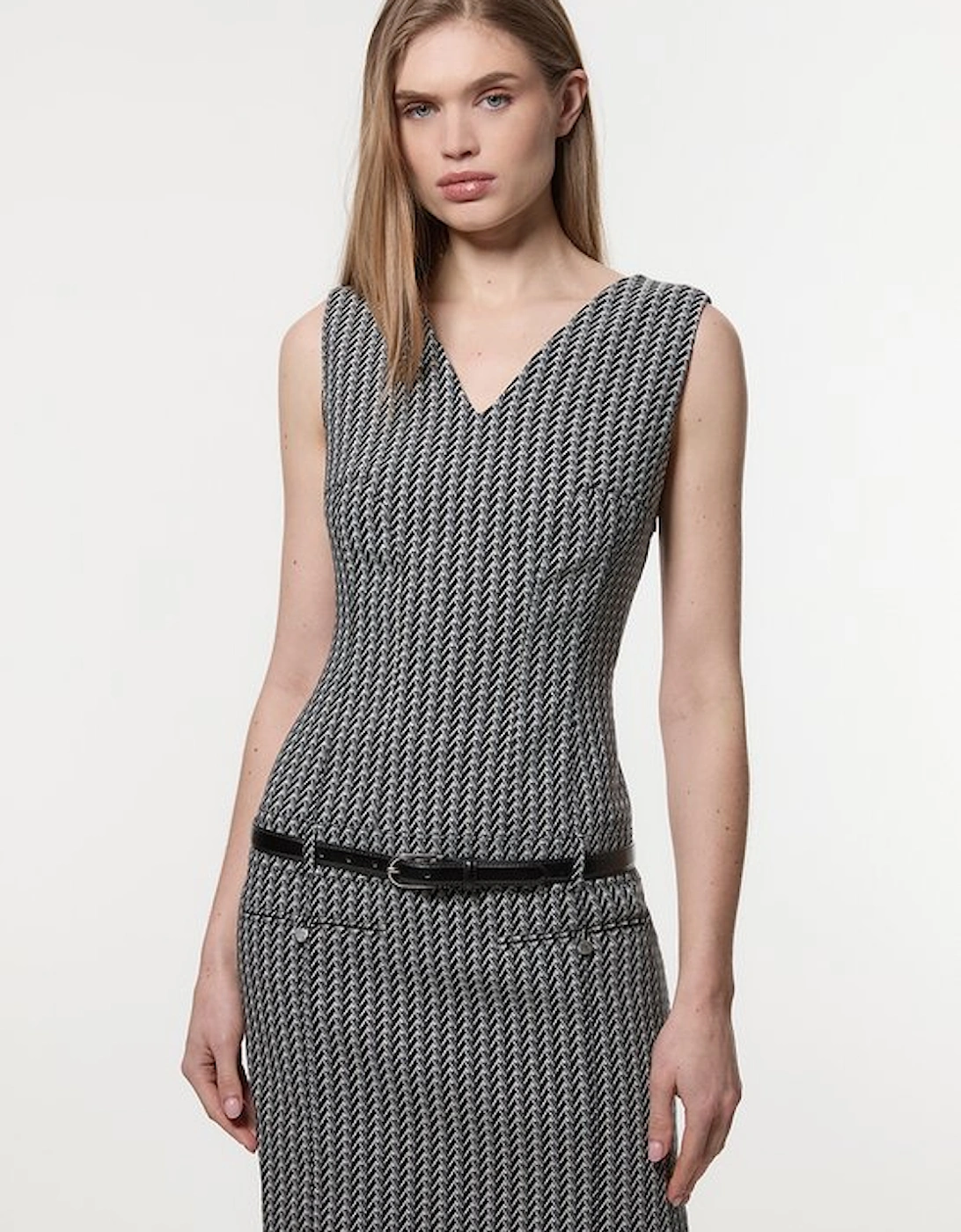 Jacquard Tailored Sleeveless Mini Dress, 5 of 4