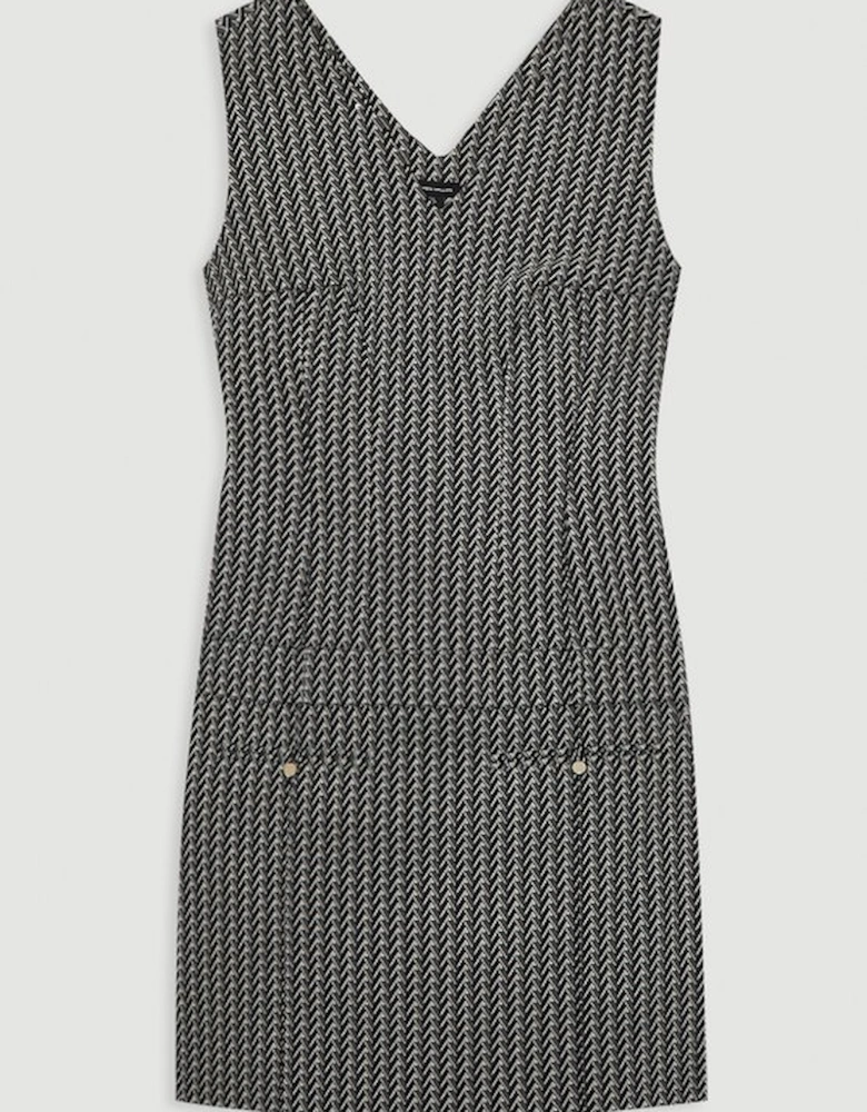Jacquard Tailored Sleeveless Mini Dress