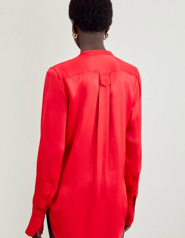Satin Pintuck Woven Blouse