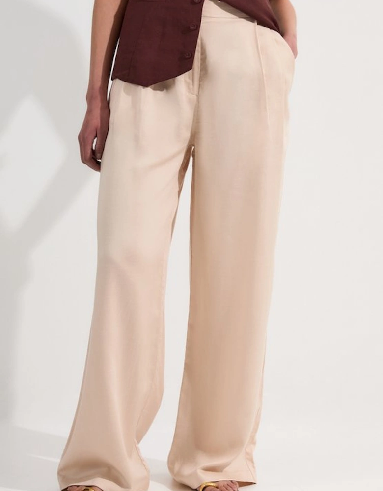 Premium Linen Wide Leg Tailored Trouser
