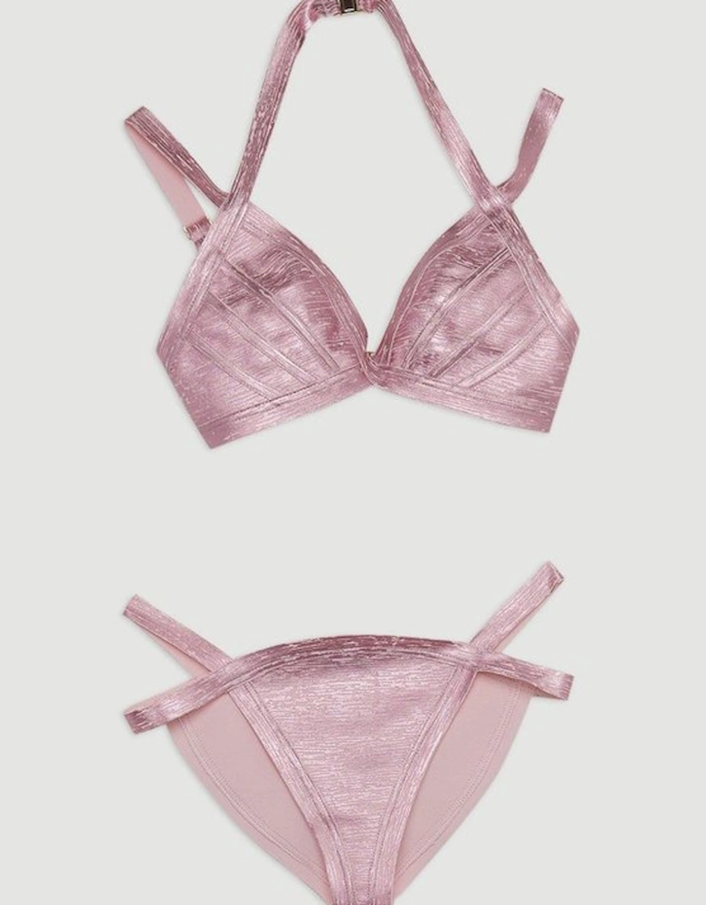 Foiled Bandage Double Strap Bikini Top