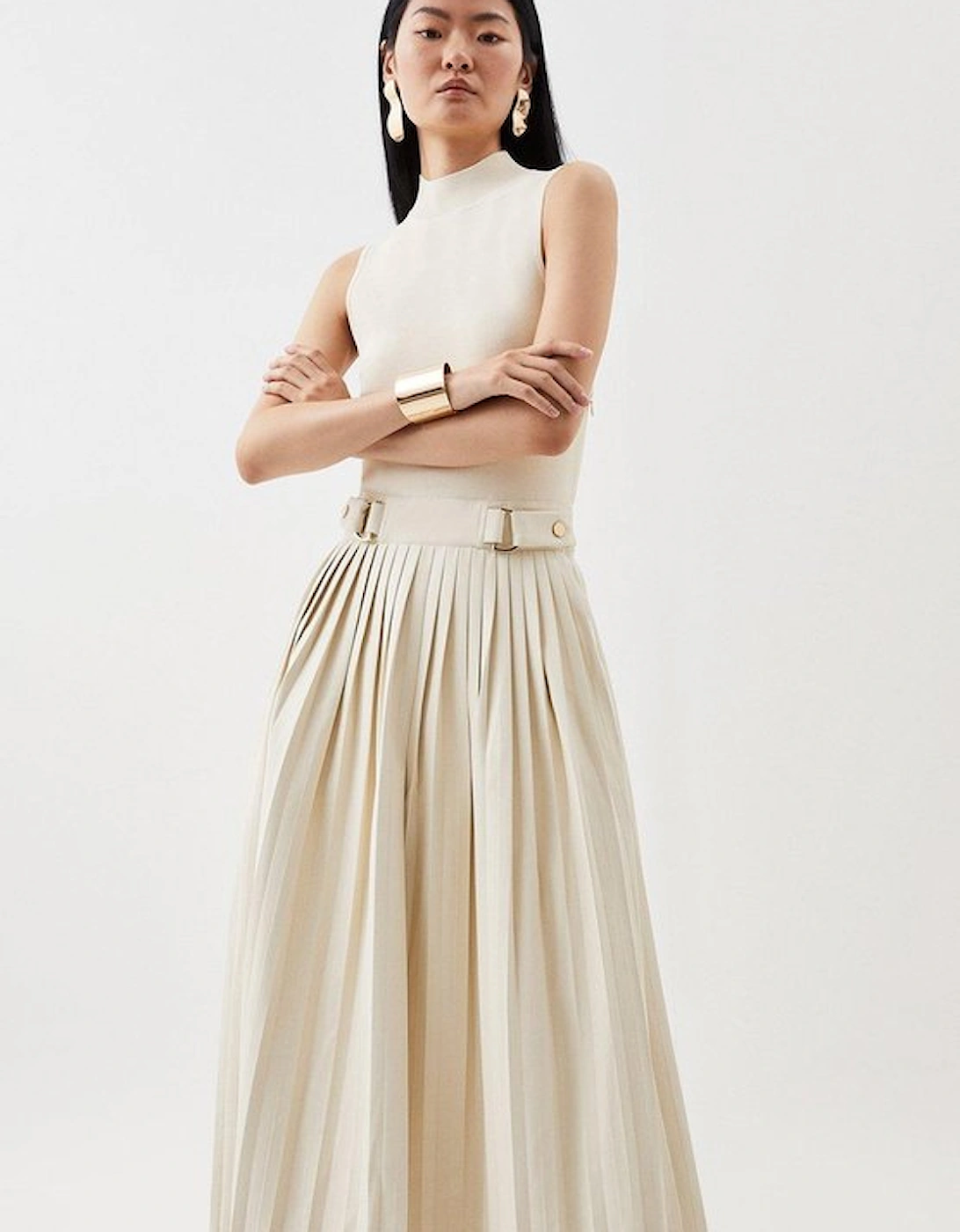 Tall Knitted Midi Dress With Pu Detailing, 5 of 4