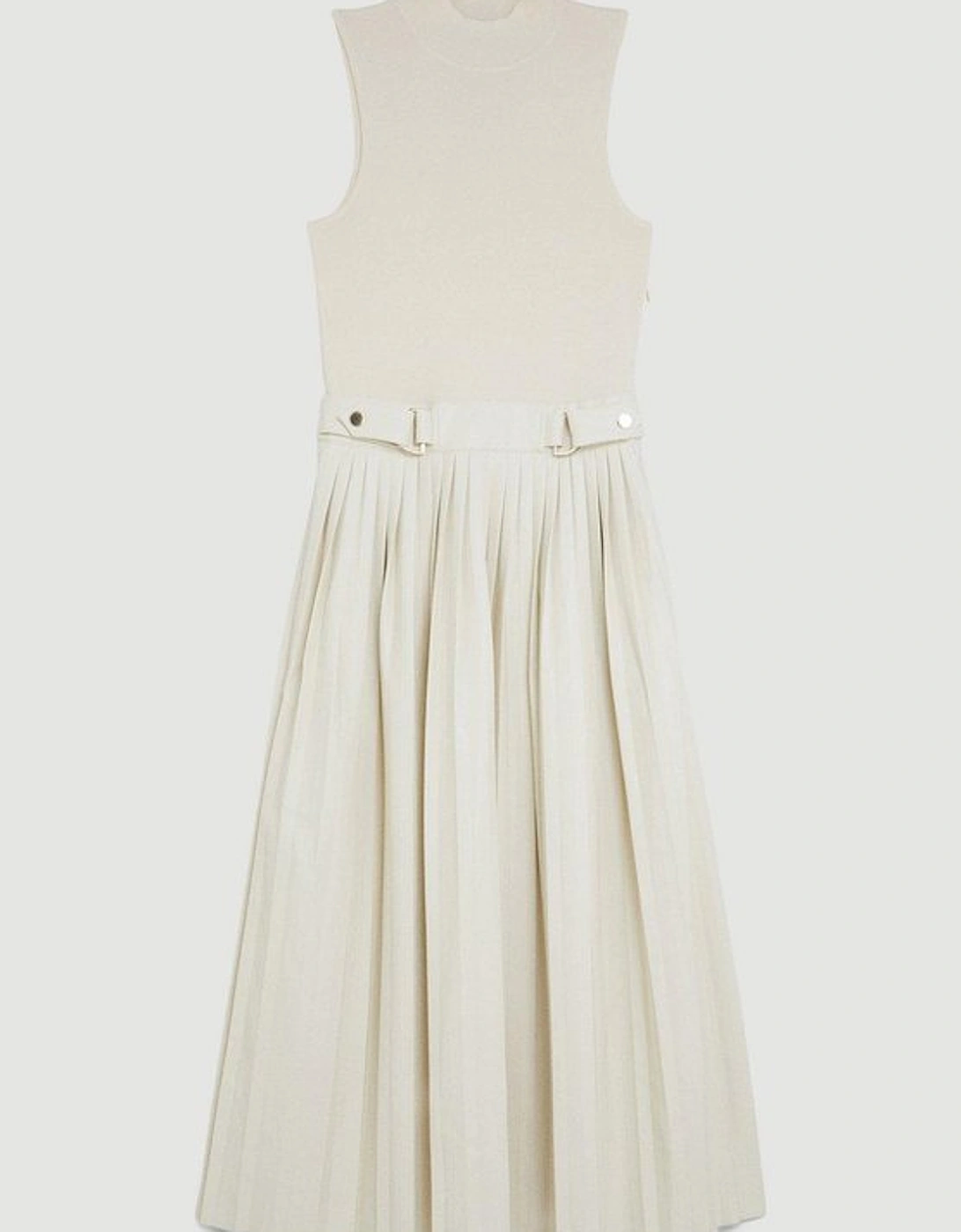 Tall Knitted Midi Dress With Pu Detailing