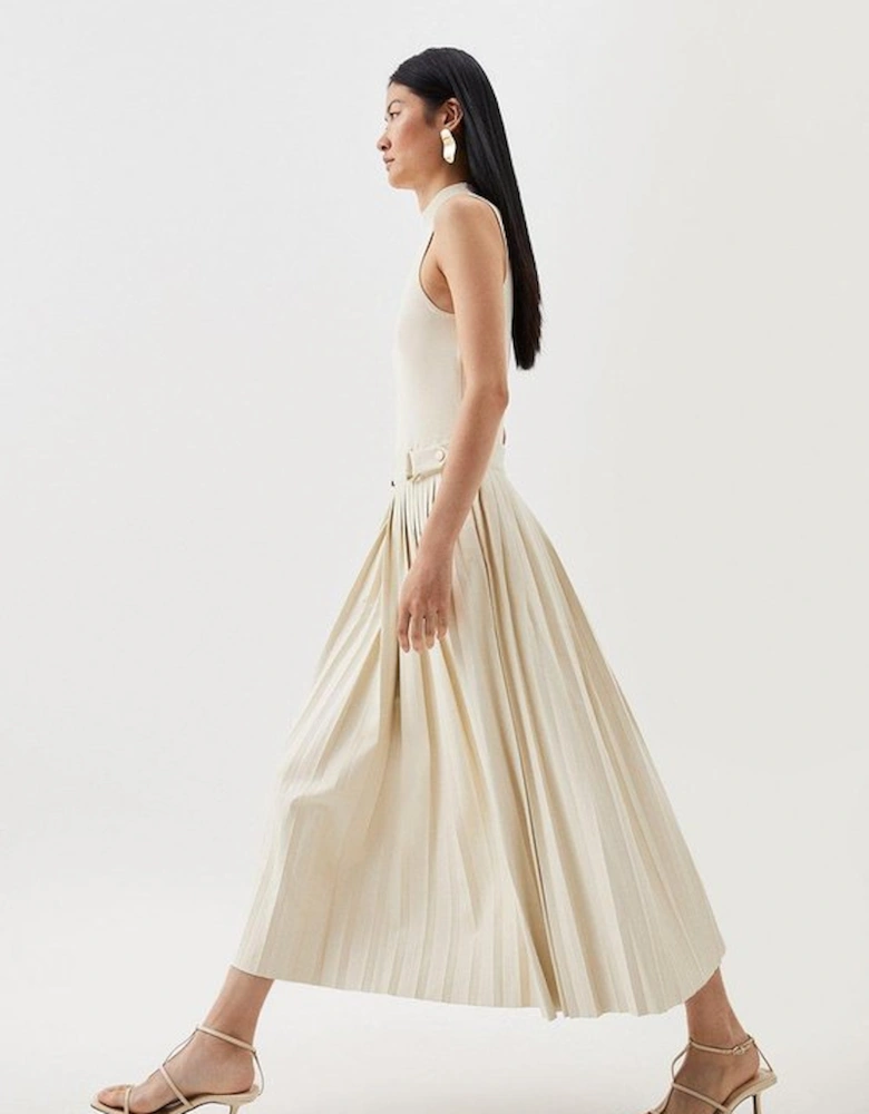 Tall Knitted Midi Dress With Pu Detailing