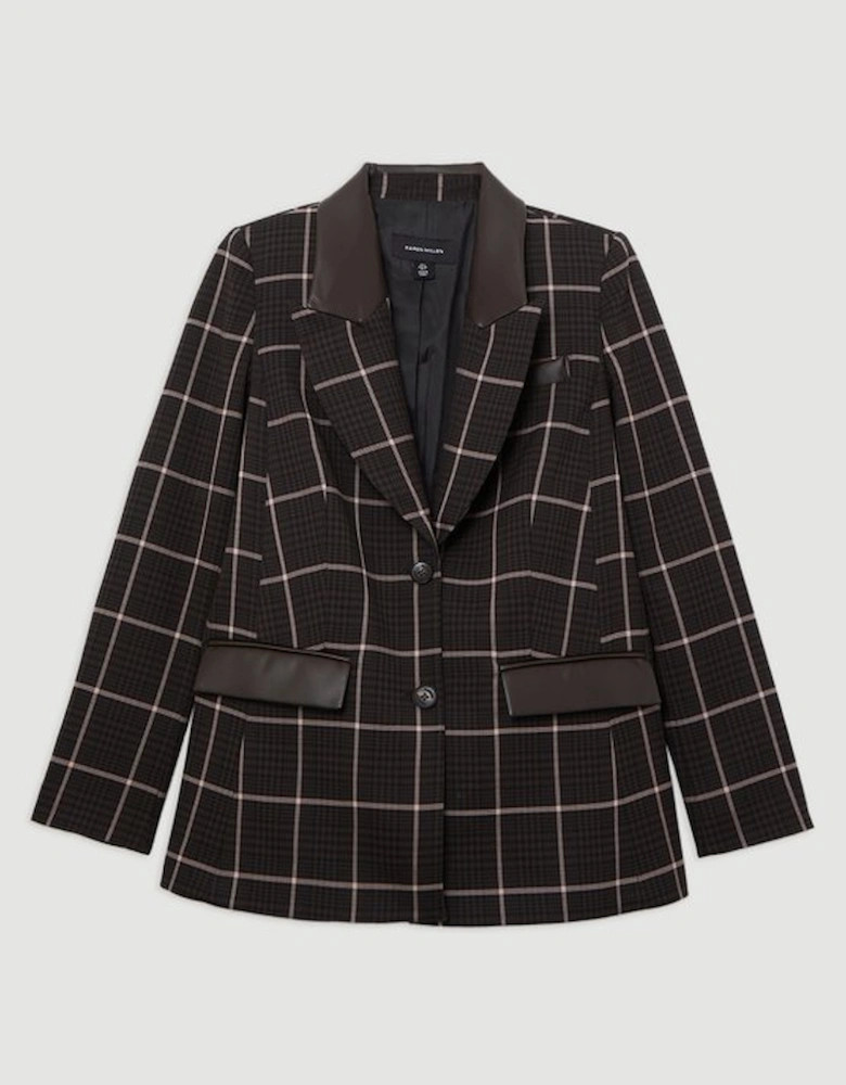 Tall Check Pu Mix Tailored Jacket