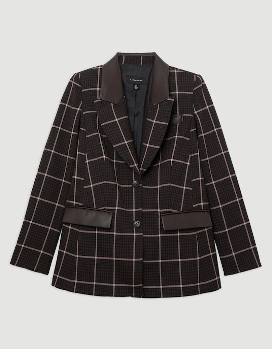 Tall Check Pu Mix Tailored Jacket