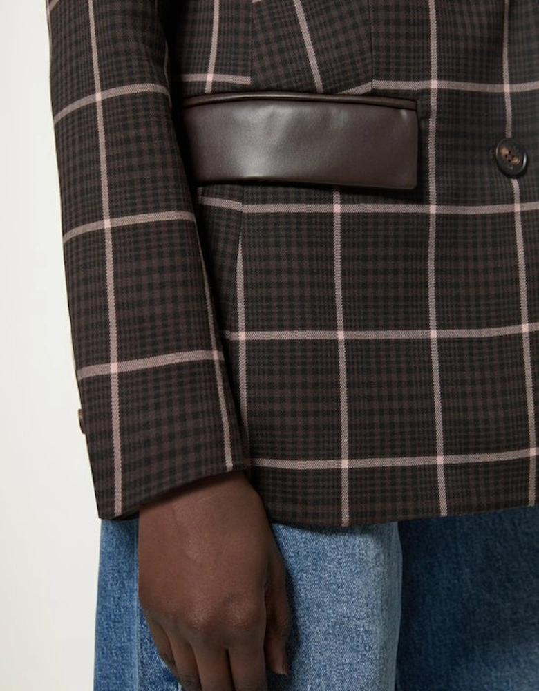 Tall Check Pu Mix Tailored Jacket