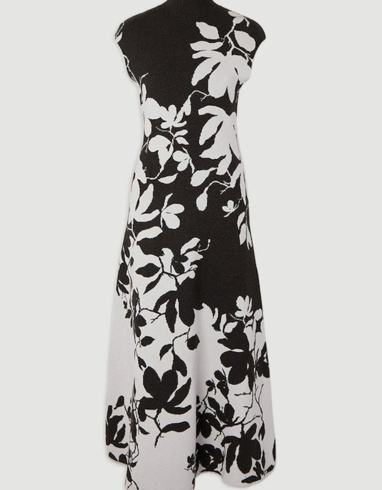 Jacquard Floral Knitted Maxi Dress