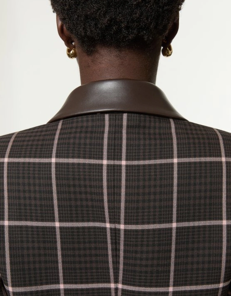 Tall Check Pu Mix Tailored Jacket