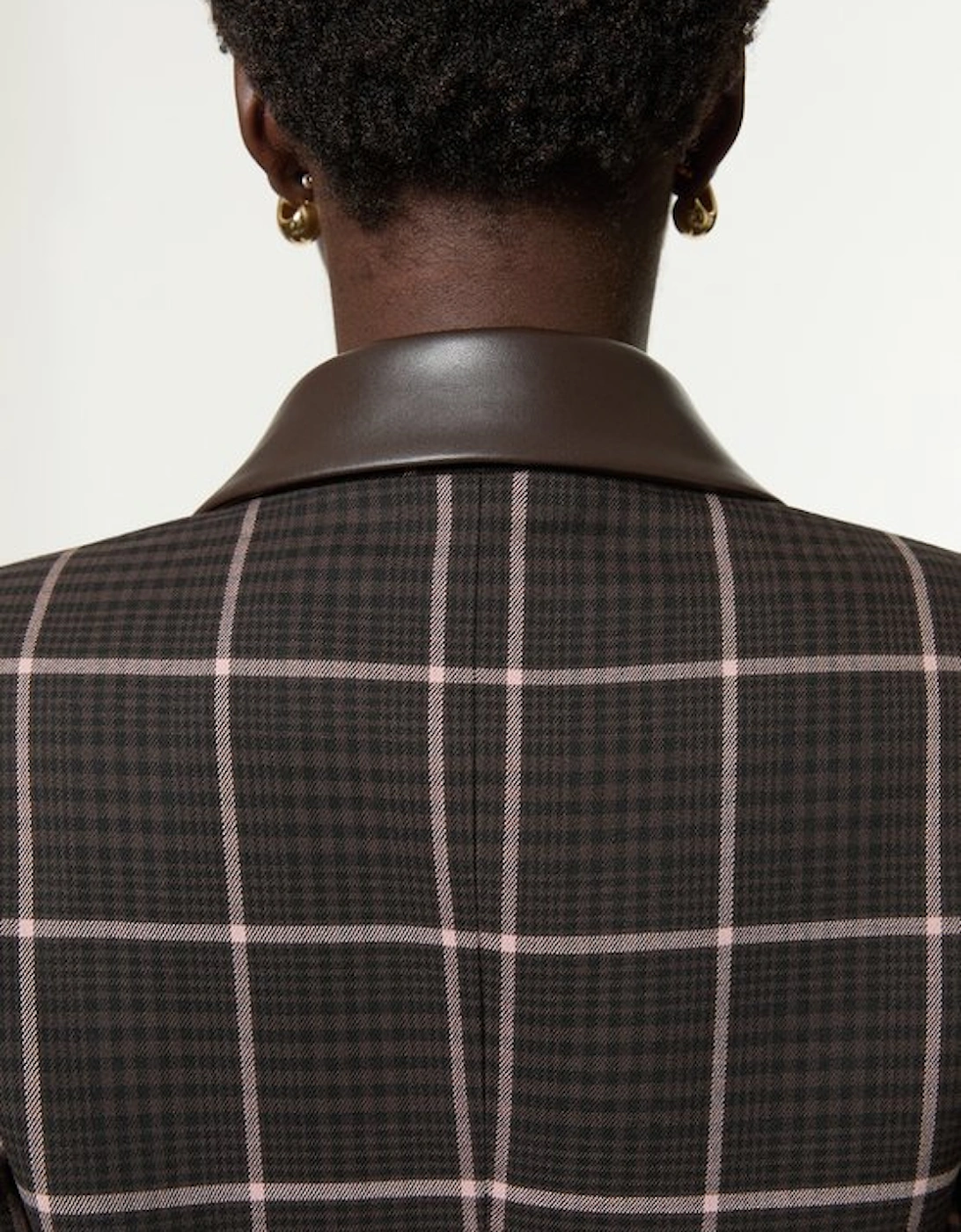 Tall Check Pu Mix Tailored Jacket
