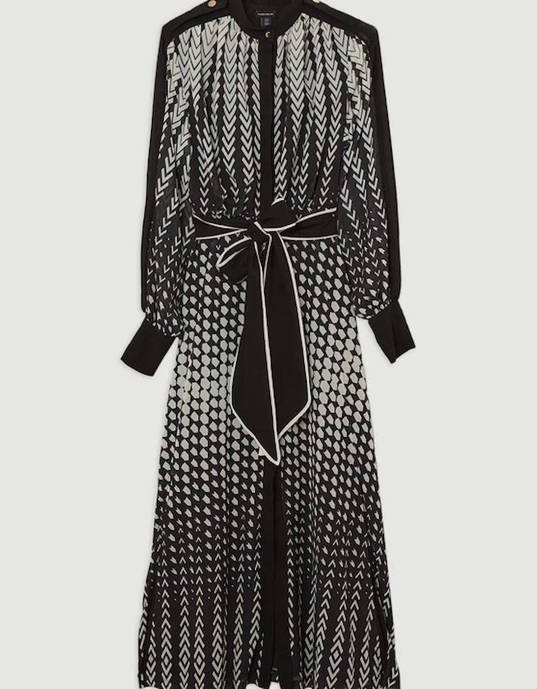 Tipped Border Print Georgette Maxi Dress