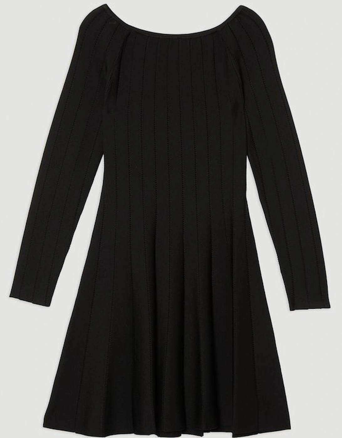Pointelle Stitch Fit And Flare Knitted Dress