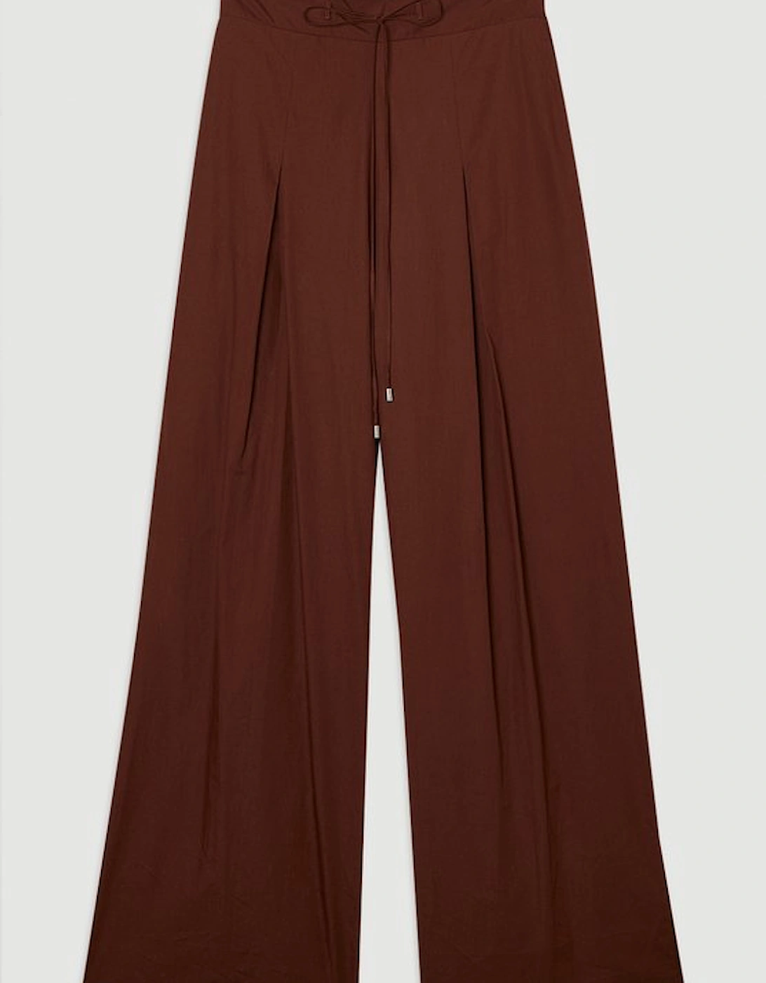 Shirred Cotton Wide Leg Woven Trouser