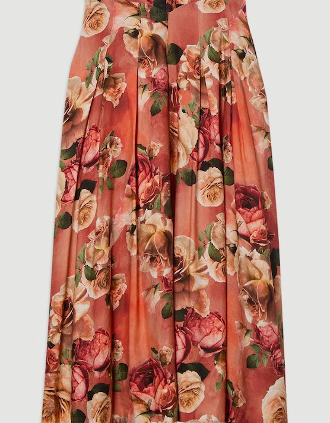 Floral Viscose Linen High Waisted Woven Maxi Skirt