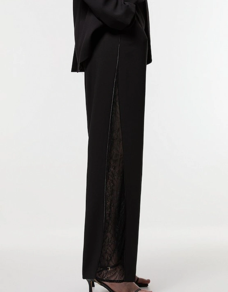 Tailored Lace Detail Straight Leg Trousers