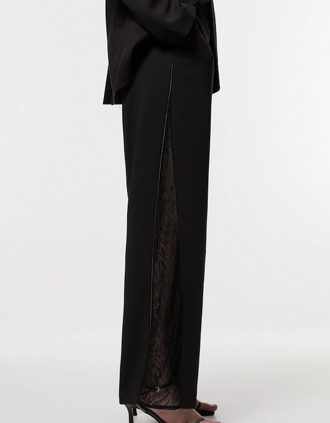 Tailored Lace Detail Straight Leg Trousers