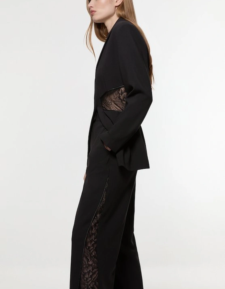 Tailored Lace Detail Straight Leg Trousers