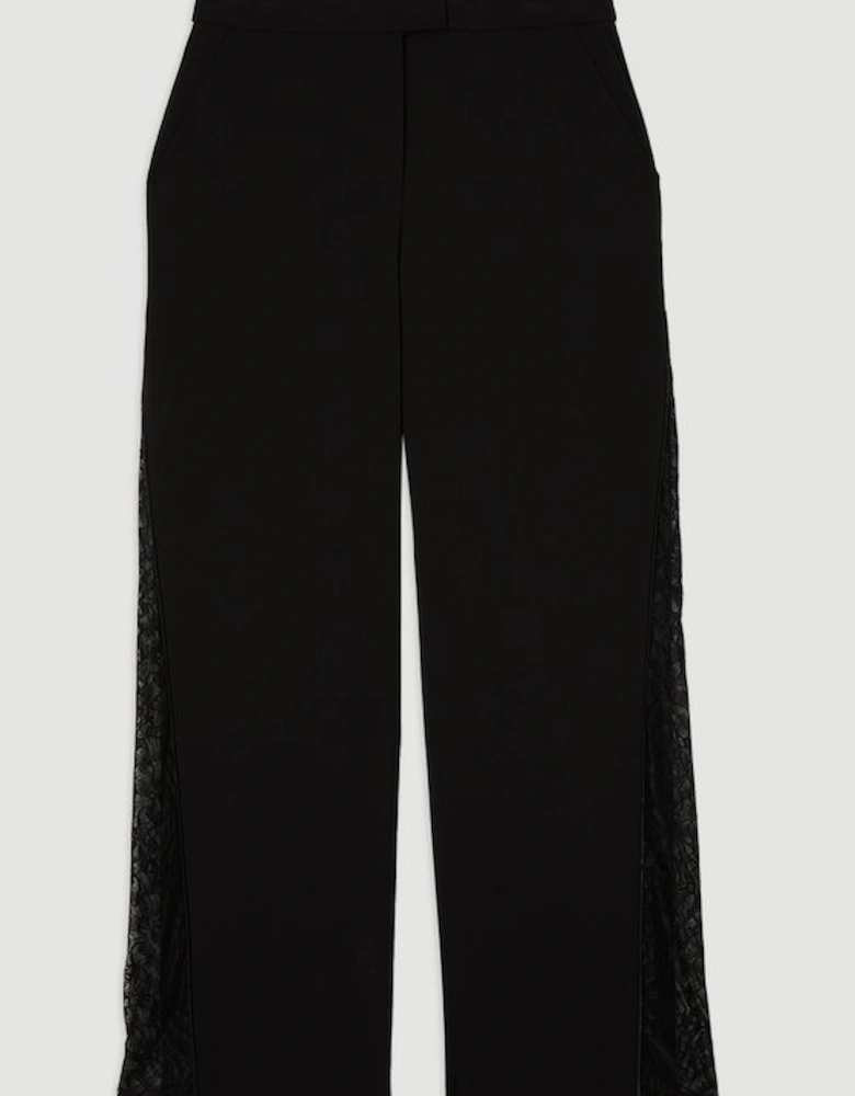 Tailored Lace Detail Straight Leg Trousers