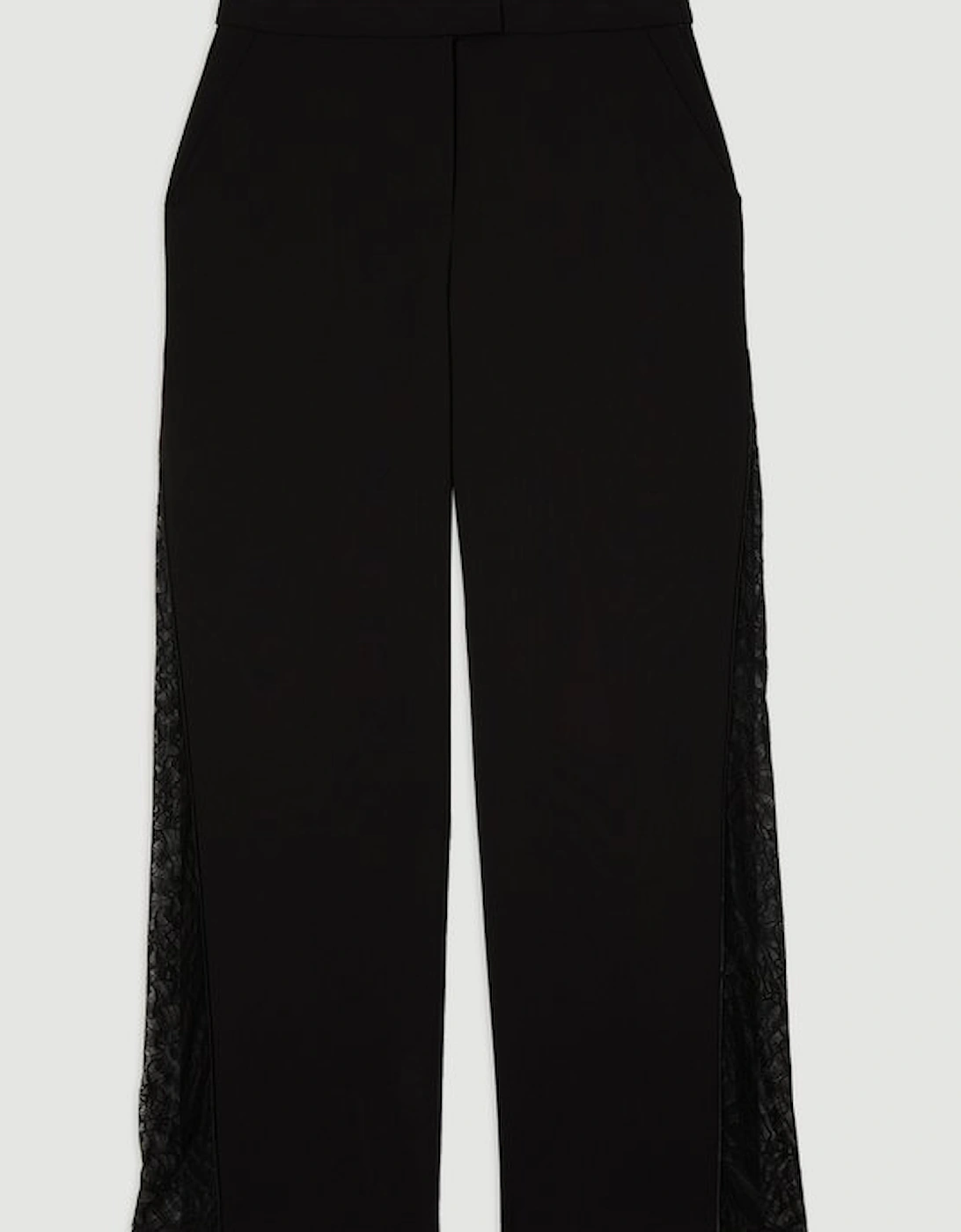 Tailored Lace Detail Straight Leg Trousers