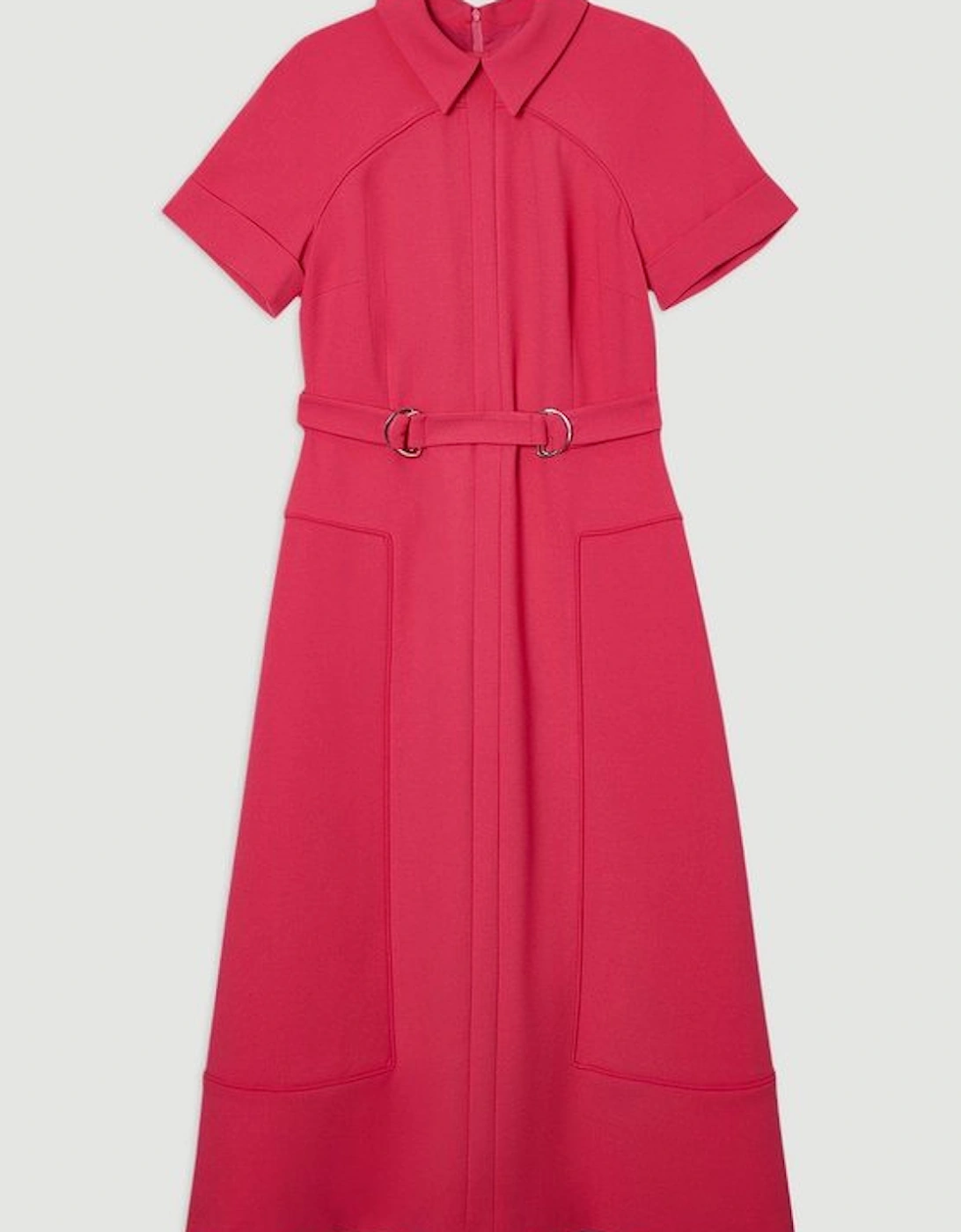 Compact Stretch Tab Detail Full Skirted Midi Dress