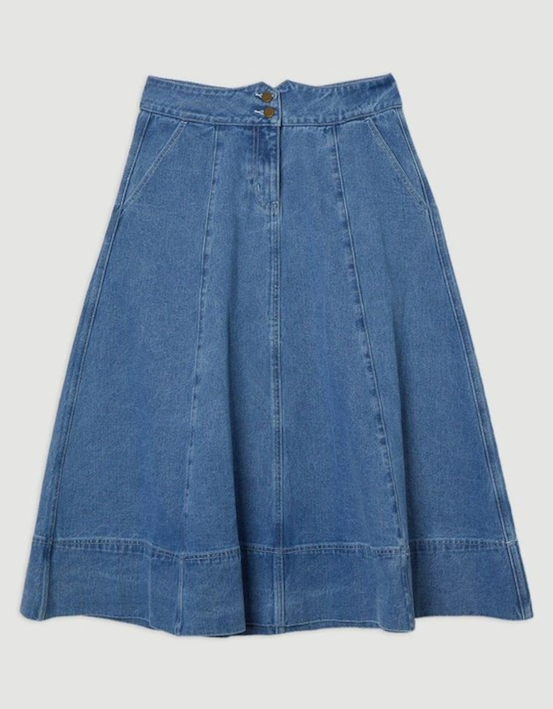 Denim High Waist Full Midi Skirt