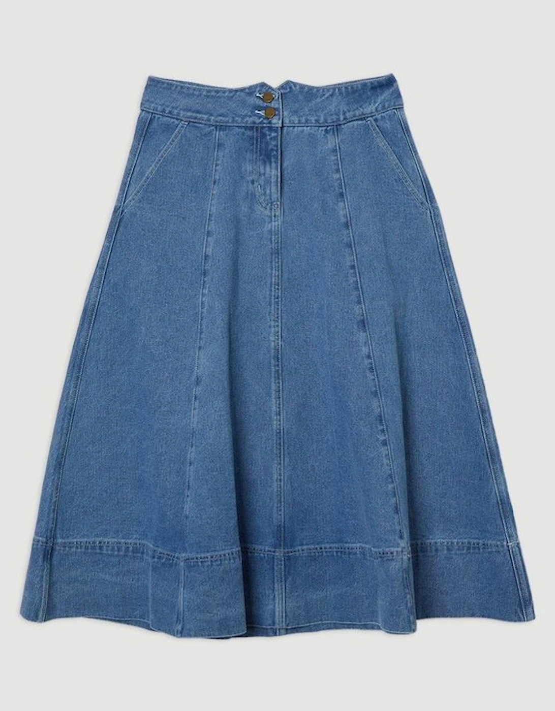 Denim High Waist Full Midi Skirt