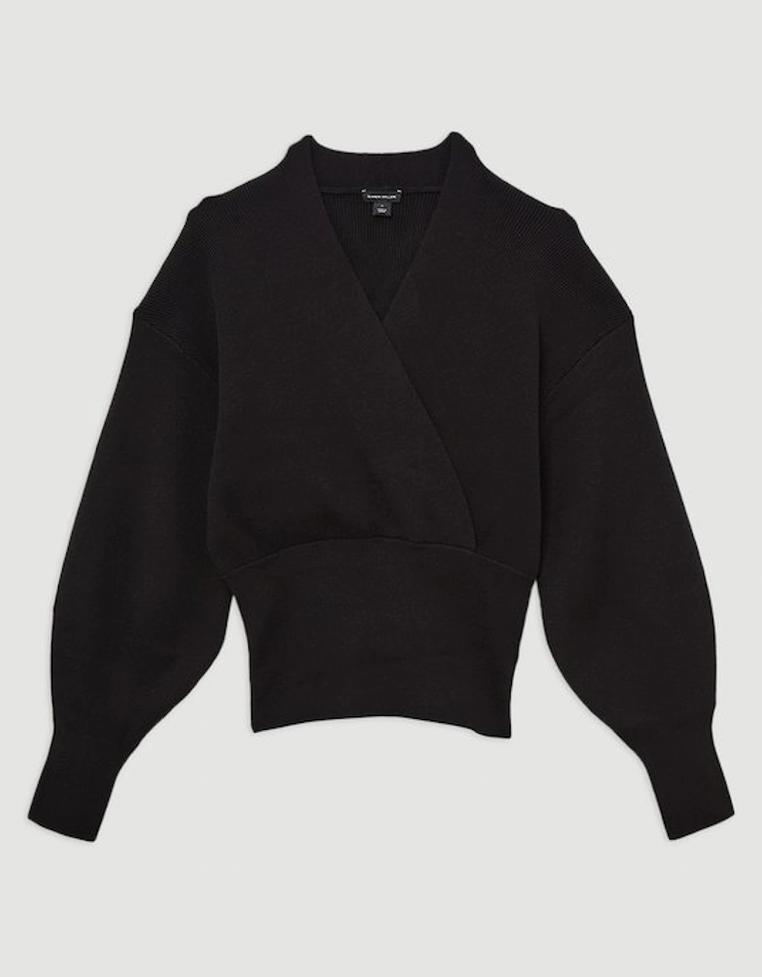 Wool Look Compact Stitch Wrap Knit Top