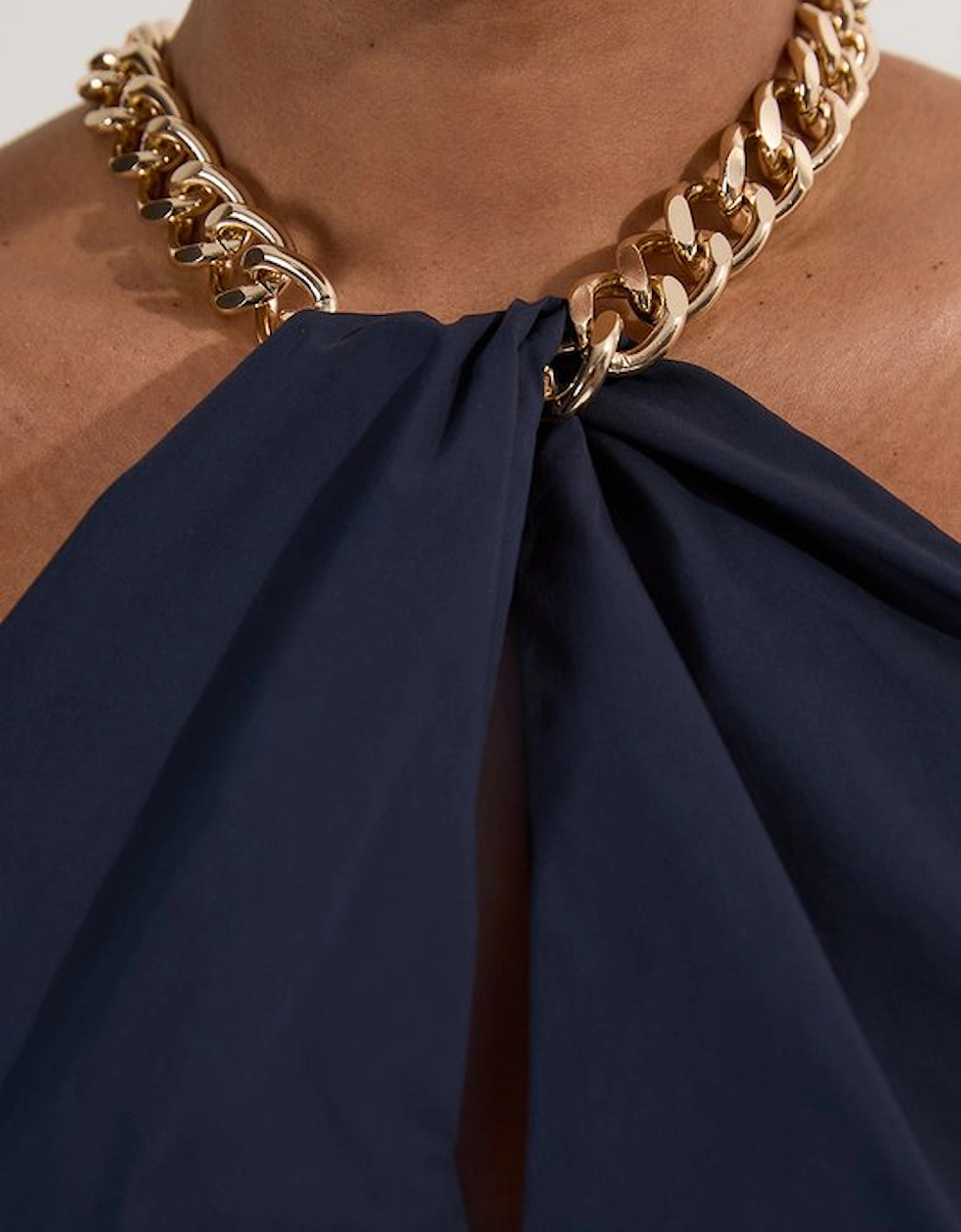 Plus Size Cotton Poplin Chain Halter Next Woven Shirt