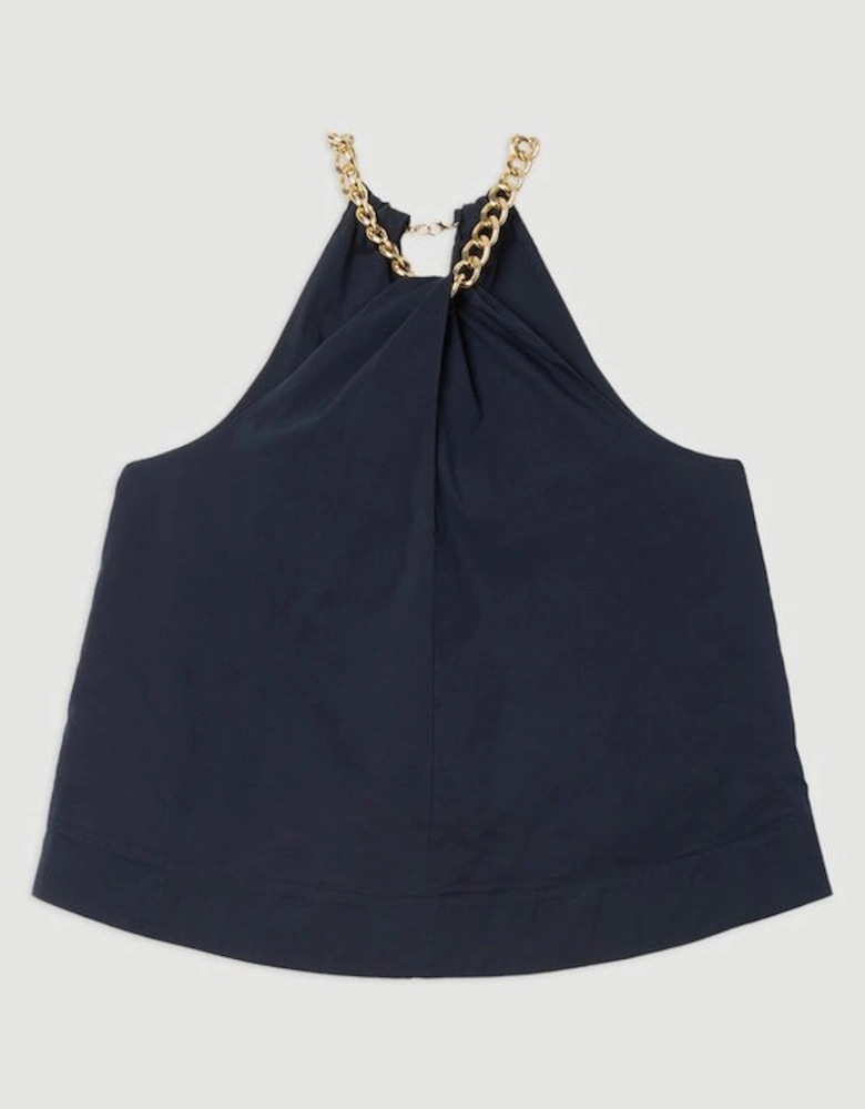 Plus Size Cotton Poplin Chain Halter Next Woven Shirt