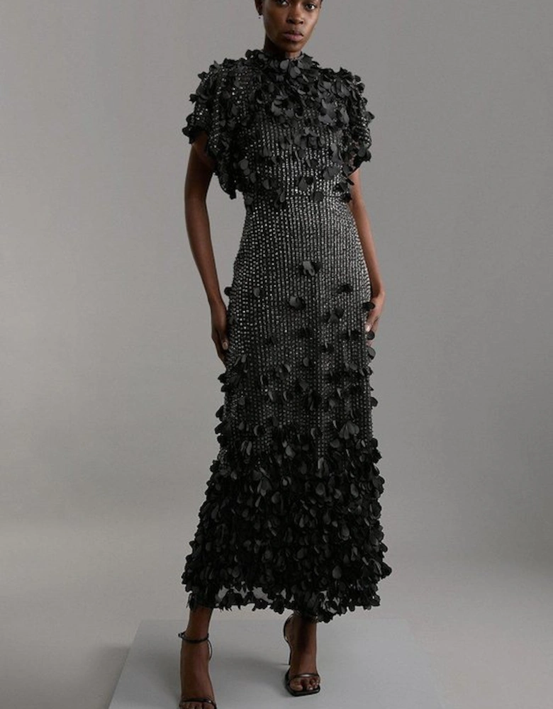 Tall Crystal Applique Angel Sleeve Woven Maxi Dress