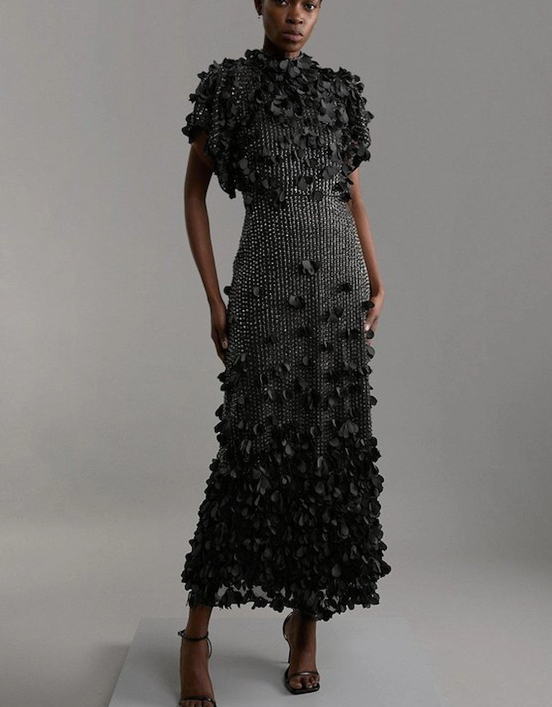 Tall Crystal Applique Angel Sleeve Woven Maxi Dress, 4 of 3