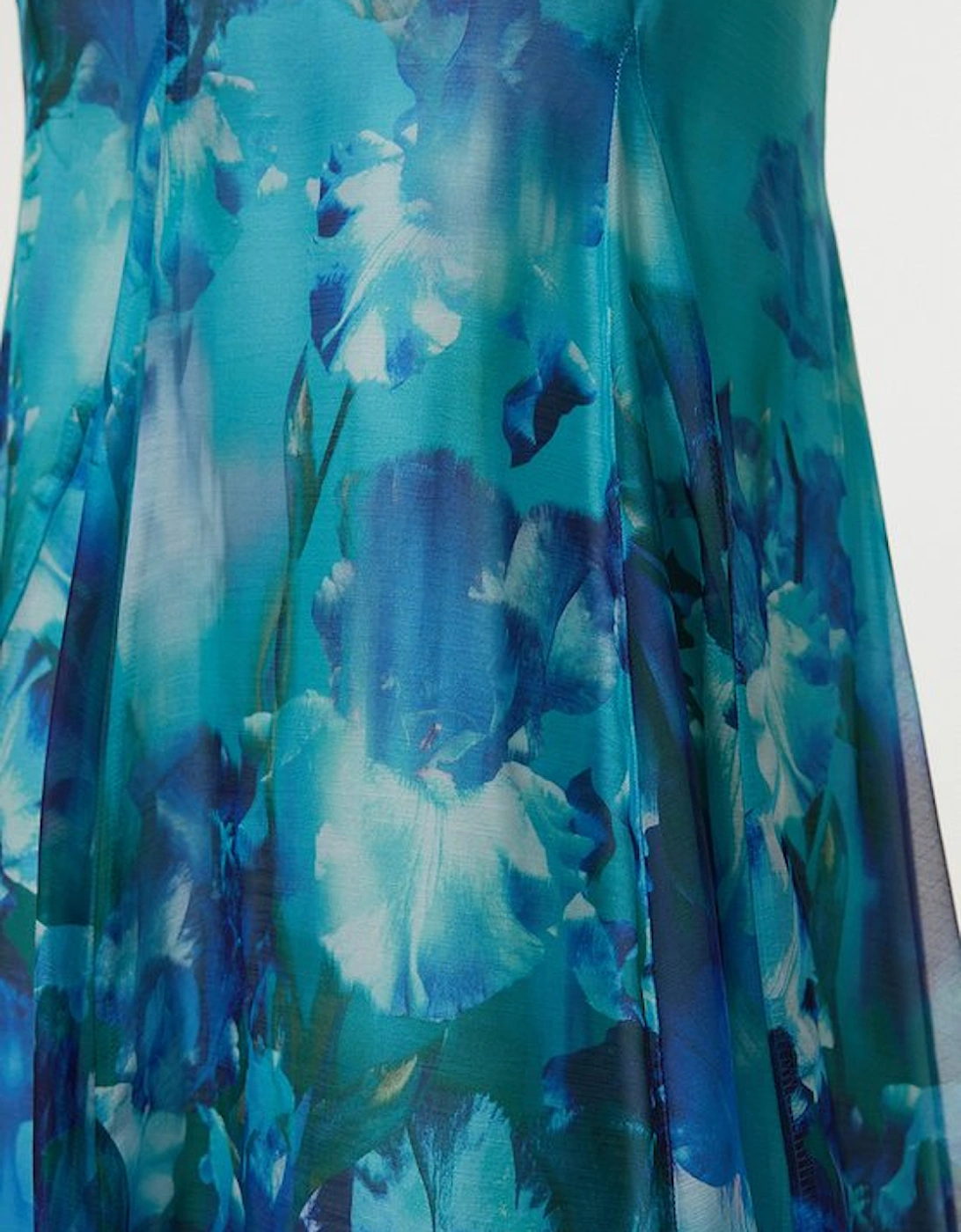 Ombre Floral Woven Crinkle Maxi Skirt