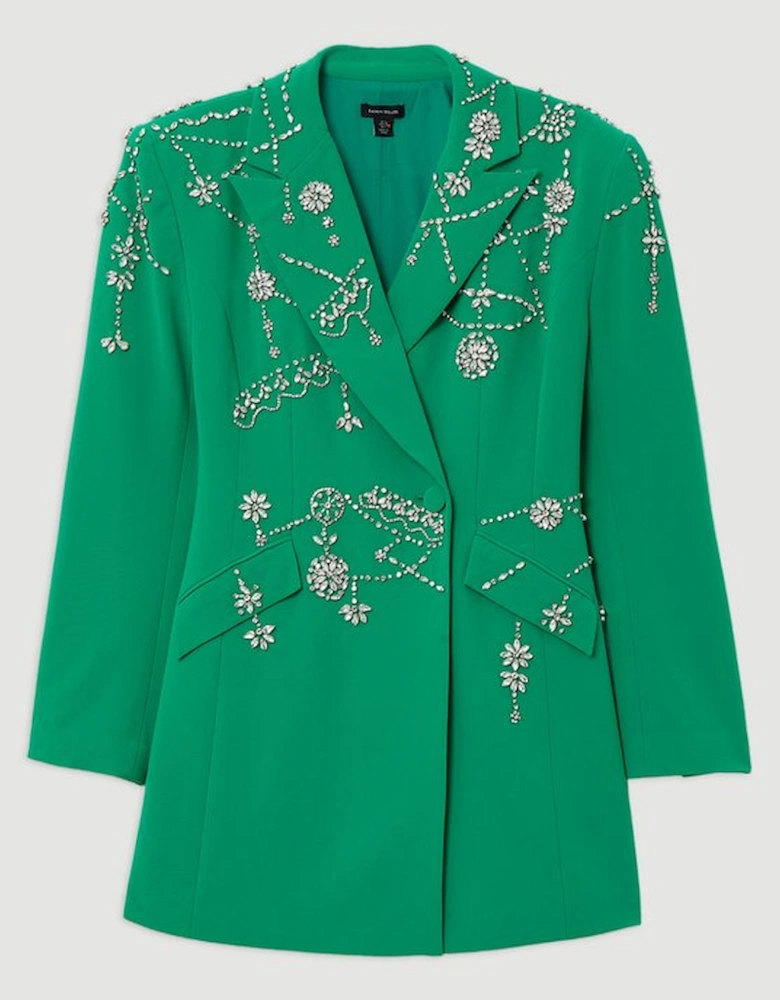 Tall Crystal Embelished Cady Blazer Woven Mini Dress